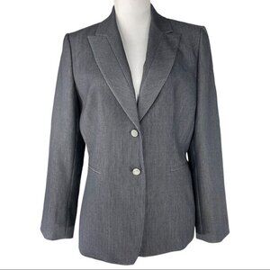 Tahari ASL‎ Women's Gray Pinstripe Two Button Luxury Career Blazer 12/C41